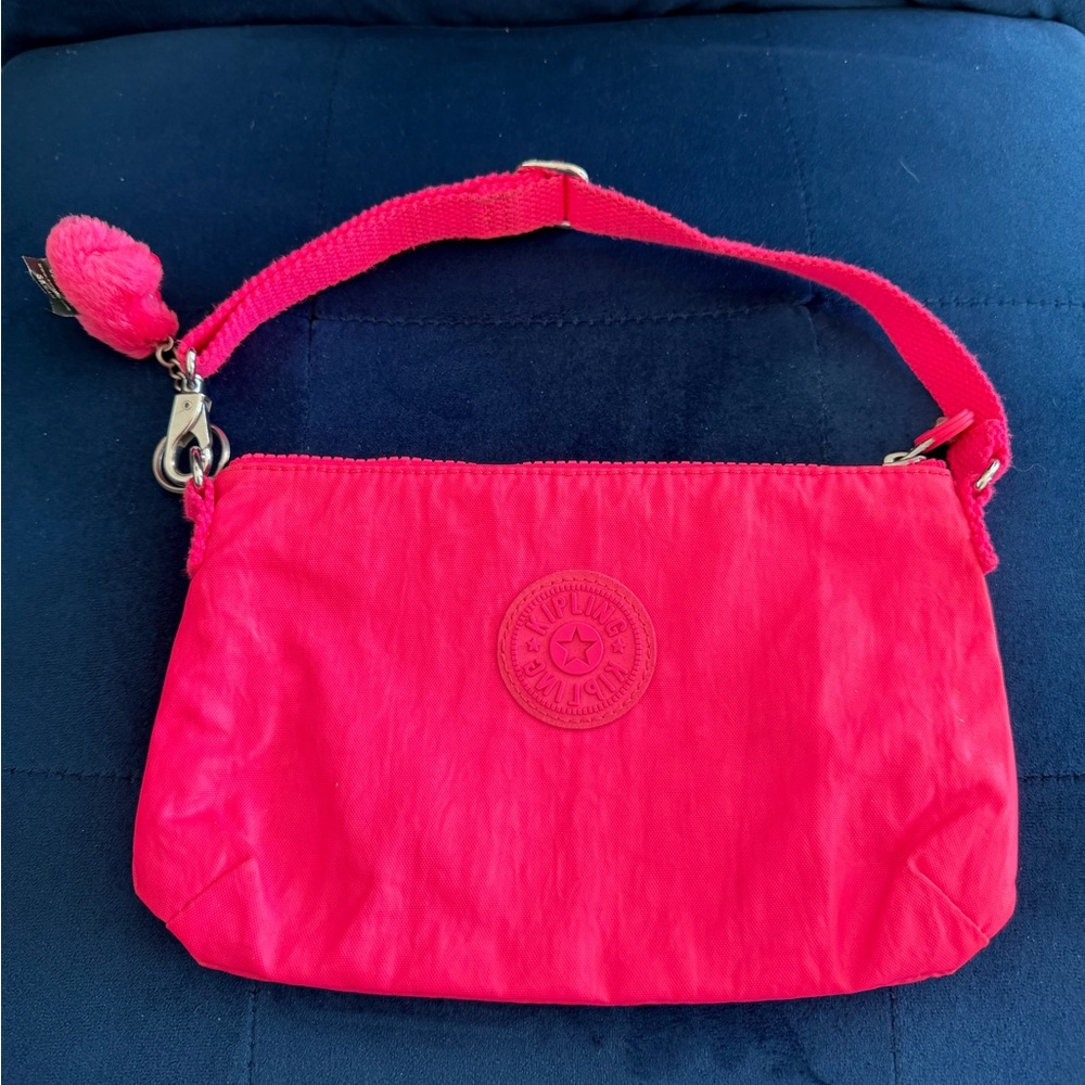 Kipling Hot Pink Nylon Crossbody with monkey Charm